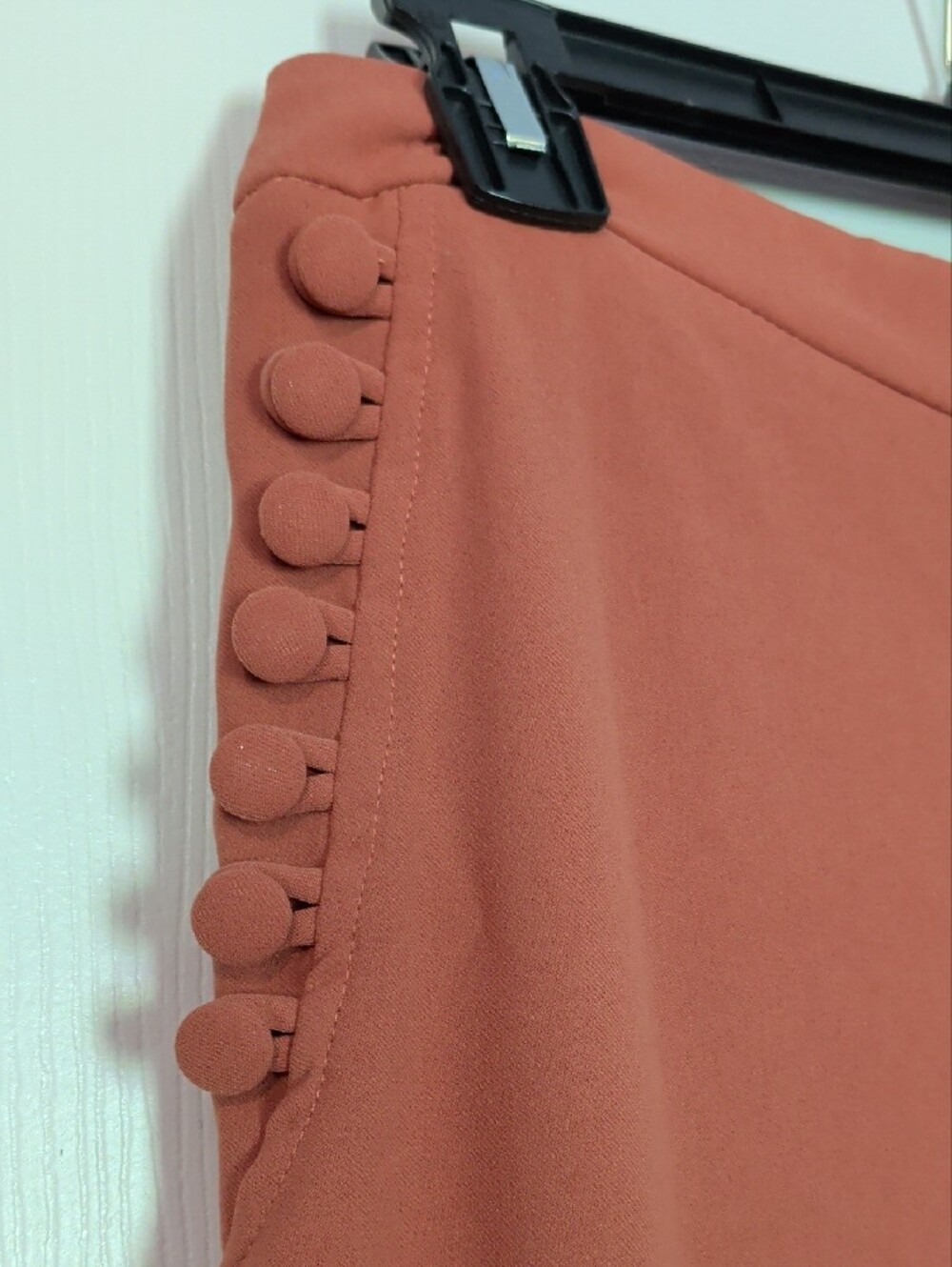 Women's High Rise Wide-Leg Button-Trim Pants - Rust - Picture 3 of 5